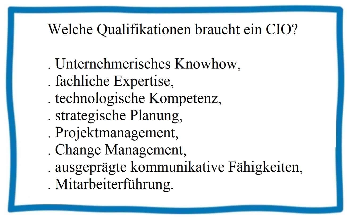  CIO Chief Information Officer Qualifikationen