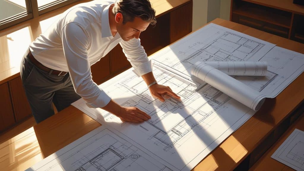 Architekten in seiner typischen Arbeitsituation