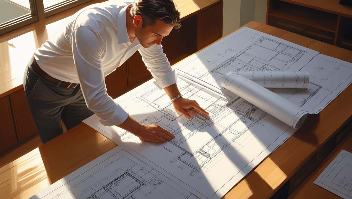 Architekten in seiner typischen Arbeitsituation