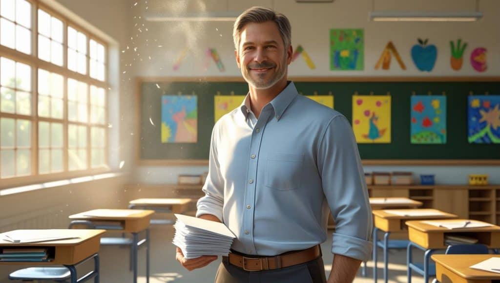 Lehrer in seiner typische Arbeitssituation