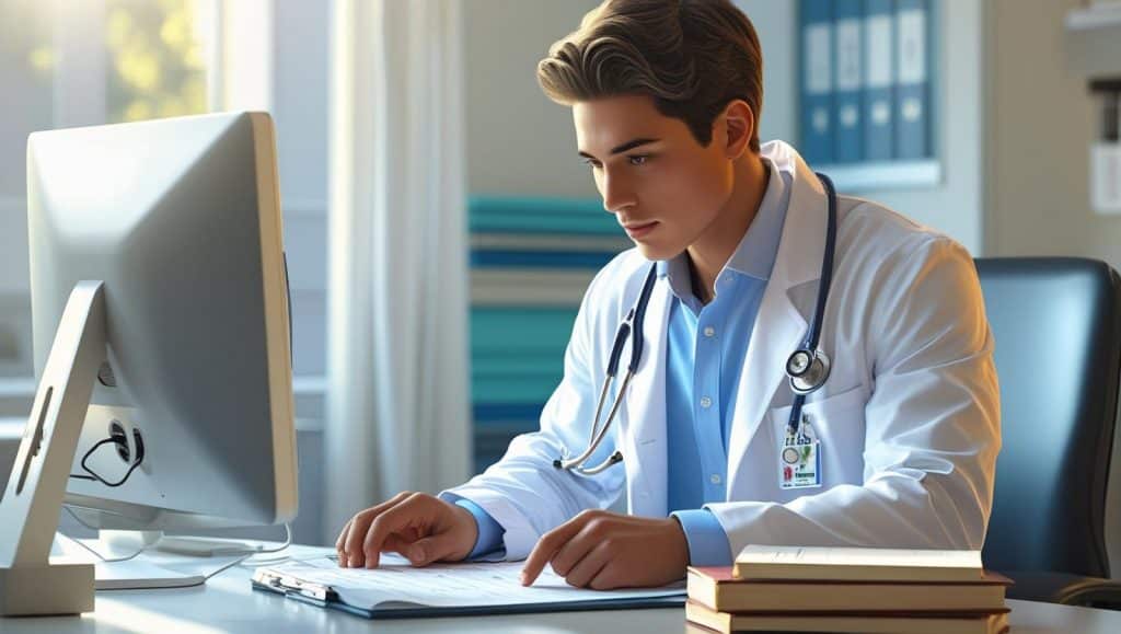 Assitenzarzt in seiner typischen Arbeitsumgebung